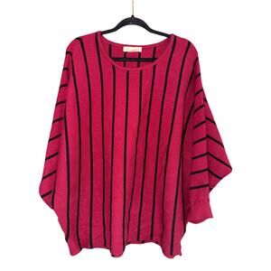 Philosophy Women's Plus Size Red & Black Striped Sweater Poncho Size 2X